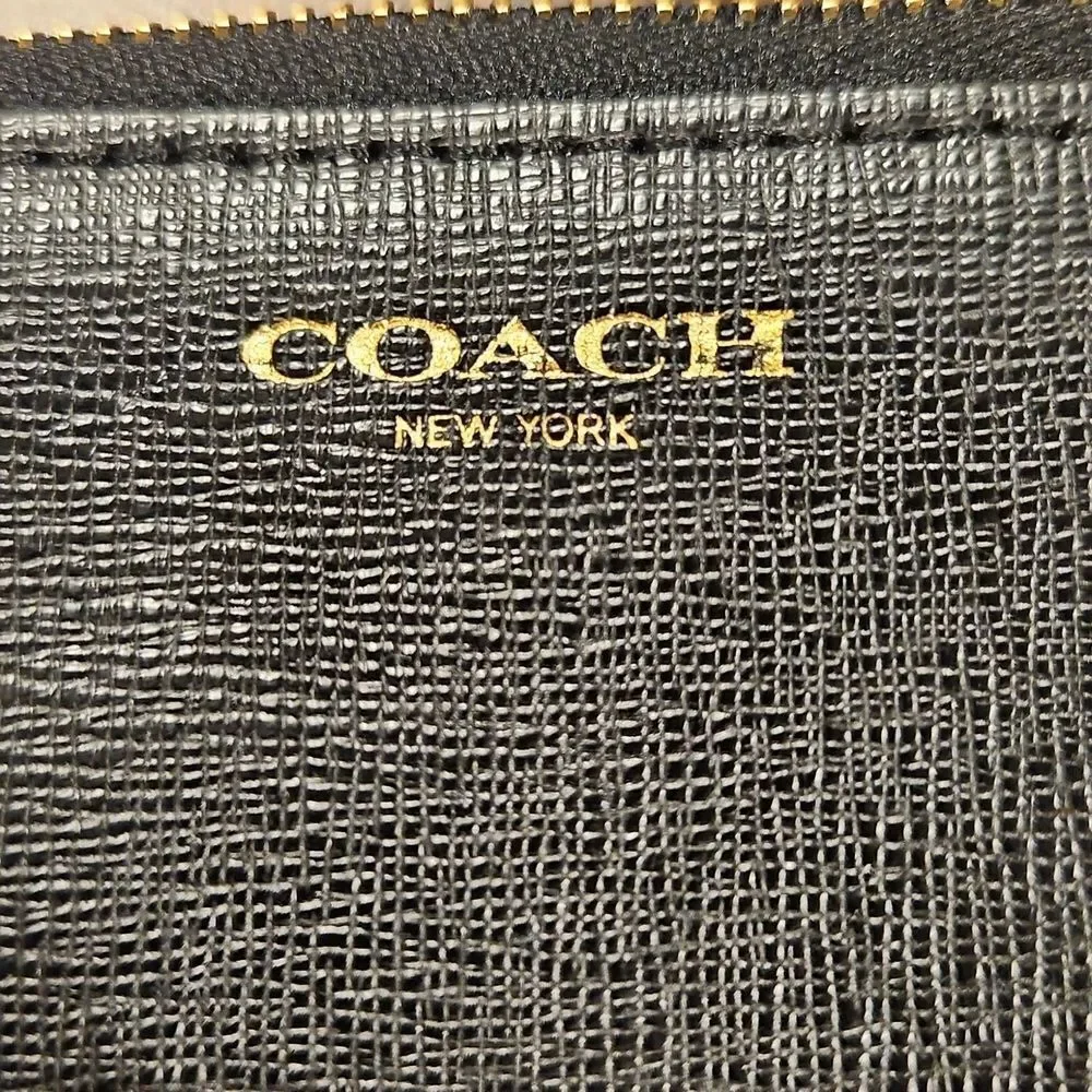 COACH Black Leather Zip Wristlet Wallet
